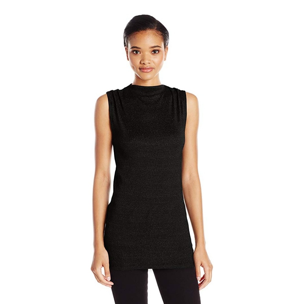 Michael Stars 2x1 Shine Sleeveless Mock Neck Top
